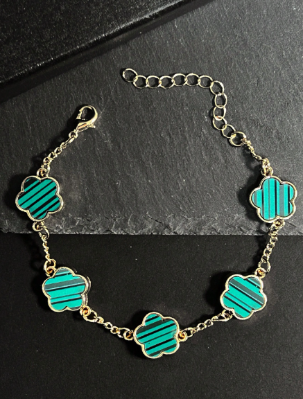 Bracelet Fleur Ébène - Vert